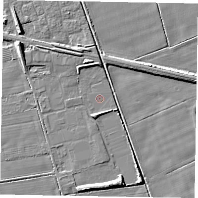 Shaded relief map of the ground around HU152TD, computed from Environment Agency LiDAR. The ground here sits at about 3 m above sea level and falls 8 m across the surrounding 800 m. Surface water reaching this point runs off ground lying to the south-south-west, 2.3 m higher.