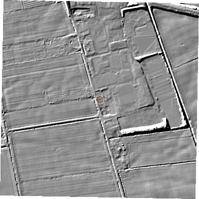 Shaded relief map of the ground around HU152TE, computed from Environment Agency LiDAR. The ground here sits at about 2 m above sea level and falls 6 m across the surrounding 800 m. Surface water reaching this point runs off ground lying to the north-west, 0.6 m higher.