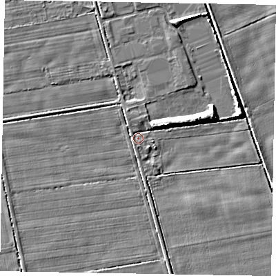 Shaded relief map of the ground around HU152TG, computed from Environment Agency LiDAR. The ground here sits at about 2 m above sea level and falls 6 m across the surrounding 800 m. Surface water reaching this point runs off ground lying to the south-south-east, 1.5 m higher.