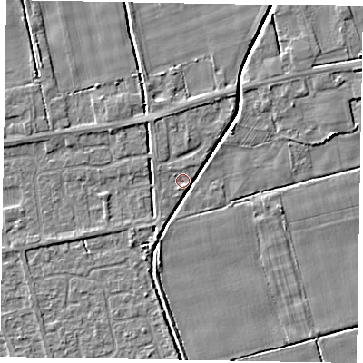 Shaded relief map of the ground around HU152TH, computed from Environment Agency LiDAR. The ground here sits at about 3 m above sea level and falls 4 m across the surrounding 800 m. Surface water reaching this point runs off ground lying to the south-south-west, 2.5 m higher.