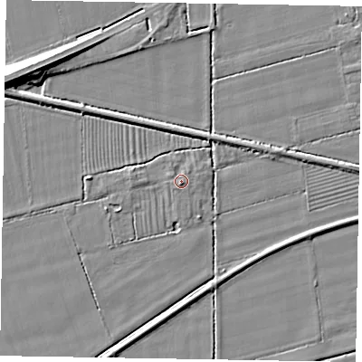 Shaded relief map of the ground around HU152TN, computed from Environment Agency LiDAR. The ground here sits at about 4 m above sea level and falls 8 m across the surrounding 800 m. Surface water reaching this point runs off ground lying to the south, 0.9 m higher.