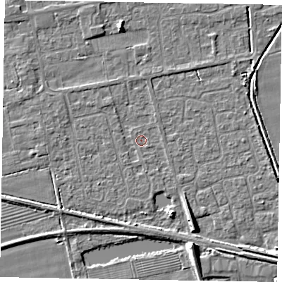 Shaded relief map of the ground around HU152TP, computed from Environment Agency LiDAR. The ground here sits at about 3 m above sea level and falls 8 m across the surrounding 800 m. Surface water reaching this point runs off ground lying to the south-south-east, 0.8 m higher.