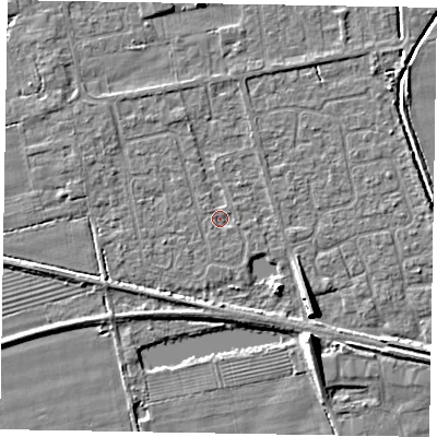 Shaded relief map of the ground around HU152TR, computed from Environment Agency LiDAR. The ground here sits at about 3 m above sea level and falls 8 m across the surrounding 800 m. Surface water reaching this point runs off ground lying to the north-north-west, 1.1 m higher.
