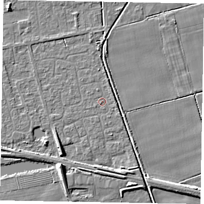 Shaded relief map of the ground around HU152TU, computed from Environment Agency LiDAR. The ground here sits at about 3 m above sea level and falls 8 m across the surrounding 800 m. Surface water reaching this point runs off ground lying to the south-east, 0.9 m higher.