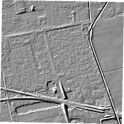 Shaded relief map of the ground around HU152TZ, computed from Environment Agency LiDAR. The ground here sits at about 3 m above sea level and falls 8 m across the surrounding 800 m. Surface water reaching this point runs off ground lying to the south-west, 0.5 m higher.