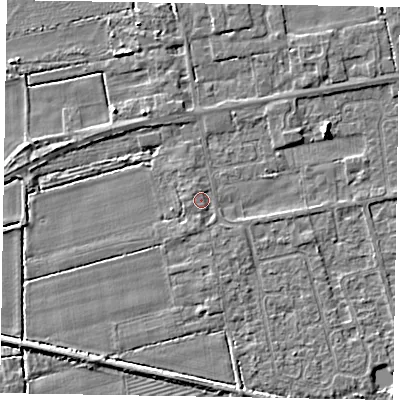 Shaded relief map of the ground around HU152UB, computed from Environment Agency LiDAR. The ground here sits at about 3 m above sea level and falls 3 m across the surrounding 800 m. Surface water reaching this point runs off ground lying to the south, 0.9 m higher.