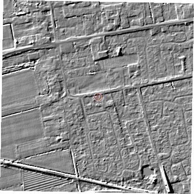 Shaded relief map of the ground around HU152UE, computed from Environment Agency LiDAR. The ground here sits at about 3 m above sea level and falls 7 m across the surrounding 800 m. Surface water reaching this point runs off ground lying to the north-east, 0.7 m higher.