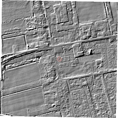 Shaded relief map of the ground around HU152UG, computed from Environment Agency LiDAR. The ground here sits at about 3 m above sea level and falls 3 m across the surrounding 800 m. Surface water reaching this point runs off ground lying to the west-north-west, 1.2 m higher.