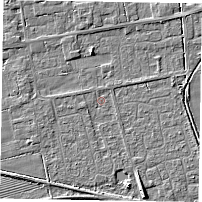 Shaded relief map of the ground around HU152UH, computed from Environment Agency LiDAR. The ground here sits at about 3 m above sea level and falls 7 m across the surrounding 800 m. Surface water reaching this point runs off ground lying to the west-south-west, 1.2 m higher.