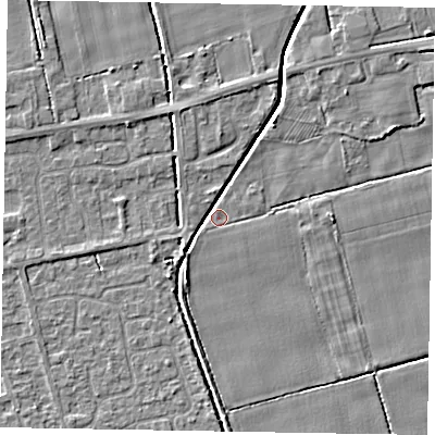 Shaded relief map of the ground around HU152UJ, computed from Environment Agency LiDAR. The ground here sits at about 3 m above sea level and falls 4 m across the surrounding 800 m. Surface water reaching this point runs off ground lying to the south-west, 2.5 m higher.