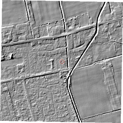 Shaded relief map of the ground around HU152UN, computed from Environment Agency LiDAR. The ground here sits at about 3 m above sea level and falls 4 m across the surrounding 800 m. Surface water reaching this point runs off ground lying to the north-north-east, 2.1 m higher.
