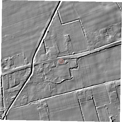 Shaded relief map of the ground around HU152UR, computed from Environment Agency LiDAR. The ground here sits at about 4 m above sea level and falls 4 m across the surrounding 800 m. Surface water reaching this point runs off ground lying to the north-north-east, 0.5 m higher.
