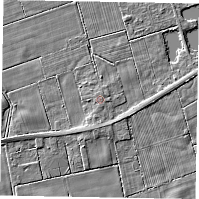 Shaded relief map of the ground around HU152UT, computed from Environment Agency LiDAR. The ground here sits at about 3 m above sea level and falls 4 m across the surrounding 800 m. The ground contributing surface water to this point lies to the north-north-east.
