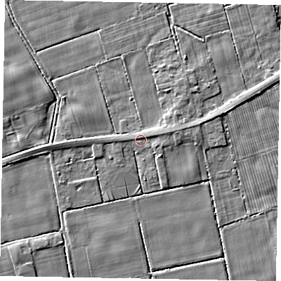 Shaded relief map of the ground around HU152UU, computed from Environment Agency LiDAR. The ground here sits at about 3 m above sea level and falls 3 m across the surrounding 800 m. Surface water reaching this point runs off ground lying to the east-north-east, 1.1 m higher.
