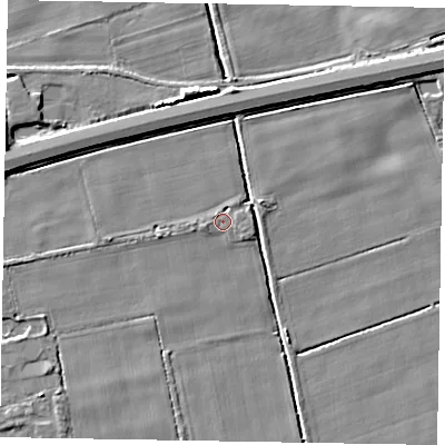 Shaded relief map of the ground around HU152UW, computed from Environment Agency LiDAR. The ground here sits at about 4 m above sea level and falls 6 m across the surrounding 800 m. Surface water reaching this point runs off ground lying to the north-west, 1.7 m higher.
