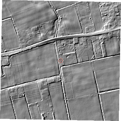 Shaded relief map of the ground around HU152UX, computed from Environment Agency LiDAR. The ground here sits at about 3 m above sea level and falls 3 m across the surrounding 800 m. Surface water reaching this point runs off ground lying to the north-north-west, 1.6 m higher.