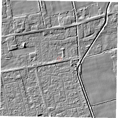 Shaded relief map of the ground around HU152UZ, computed from Environment Agency LiDAR. The ground here sits at about 3 m above sea level and falls 4 m across the surrounding 800 m. Surface water reaching this point runs off ground lying to the south-west, 0.9 m higher.