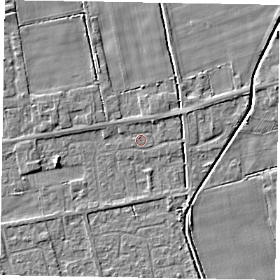 Shaded relief map of the ground around HU152XA, computed from Environment Agency LiDAR. The ground here sits at about 3 m above sea level and falls 4 m across the surrounding 800 m. Surface water reaching this point runs off ground lying to the north-north-east, 1.2 m higher.