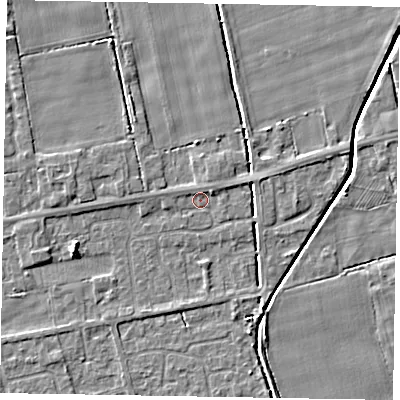 Shaded relief map of the ground around HU152XB, computed from Environment Agency LiDAR. The ground here sits at about 3 m above sea level and falls 4 m across the surrounding 800 m. Surface water reaching this point runs off ground lying to the north-east, 1.2 m higher.