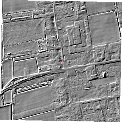 Shaded relief map of the ground around HU152XJ, computed from Environment Agency LiDAR. The ground here sits at about 3 m above sea level and falls 4 m across the surrounding 800 m. Surface water reaching this point runs off ground lying to the north-north-west, 1.7 m higher.