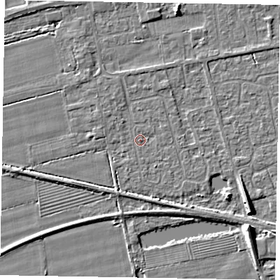 Shaded relief map of the ground around HU152XX, computed from Environment Agency LiDAR. The ground here sits at about 3 m above sea level and falls 7 m across the surrounding 800 m. Surface water reaching this point runs off ground lying to the north-west, 0.6 m higher.