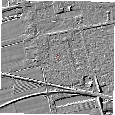 Shaded relief map of the ground around HU152YA, computed from Environment Agency LiDAR. The ground here sits at about 3 m above sea level and falls 7 m across the surrounding 800 m. Surface water reaching this point runs off ground lying to the south-south-west, 0.6 m higher.