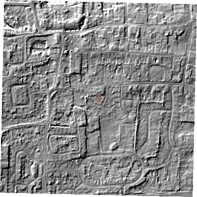 Shaded relief map of the ground around HU164AR, computed from Environment Agency LiDAR. The ground here sits at about 10 m above sea level and falls 7 m across the surrounding 800 m. Surface water reaching this point runs off ground lying to the north-west, 0.8 m higher.