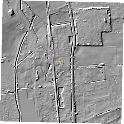 Shaded relief map of the ground around HU164BX, computed from Environment Agency LiDAR. The ground here sits at about 6 m above sea level and falls 12 m across the surrounding 800 m. Surface water reaching this point runs off ground lying to the north-west, 1.2 m higher.