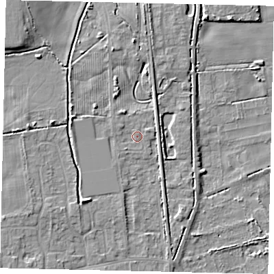 Shaded relief map of the ground around HU164HG, computed from Environment Agency LiDAR. The ground here sits at about 6 m above sea level and falls 8 m across the surrounding 800 m. Surface water reaching this point runs off ground lying to the west-north-west, 4.7 m higher.