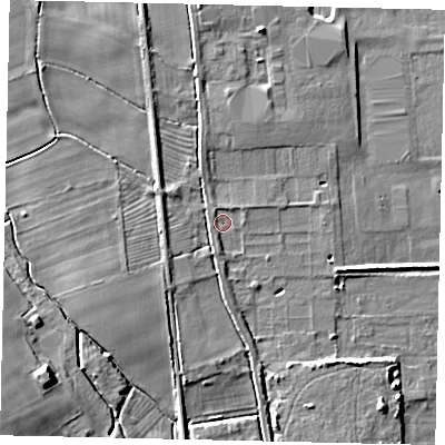 Shaded relief map of the ground around HU164JT, computed from Environment Agency LiDAR. The ground here sits at about 5 m above sea level and falls 11 m across the surrounding 800 m. Surface water reaching this point runs off ground lying to the south, 1.4 m higher.