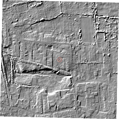 Shaded relief map of the ground around HU164NN, computed from Environment Agency LiDAR. The ground here sits at about 3 m above sea level and falls 6 m across the surrounding 800 m. Surface water reaching this point runs off ground lying to the west-south-west, 3.0 m higher.