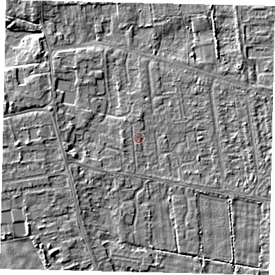 Shaded relief map of the ground around HU164PD, computed from Environment Agency LiDAR. The ground here sits at about 2 m above sea level and falls 5 m across the surrounding 800 m. Surface water reaching this point runs off ground lying to the west-south-west, 1.3 m higher.