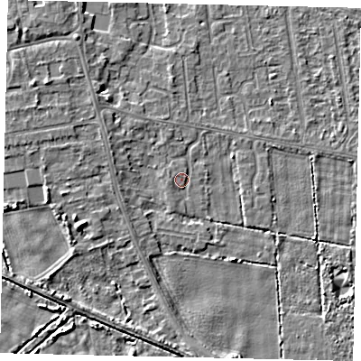 Shaded relief map of the ground around HU164PF, computed from Environment Agency LiDAR. The ground here sits at about 3 m above sea level and falls 5 m across the surrounding 800 m. Surface water reaching this point runs off ground lying to the west-north-west, 0.9 m higher.