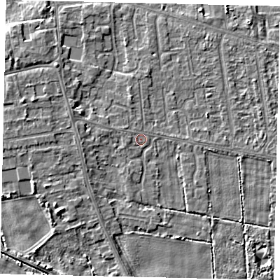 Shaded relief map of the ground around HU164PJ, computed from Environment Agency LiDAR. The ground here sits at about 2 m above sea level and falls 5 m across the surrounding 800 m. Surface water reaching this point runs off ground lying to the west-north-west, 0.8 m higher.