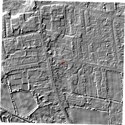 Shaded relief map of the ground around HU164PL, computed from Environment Agency LiDAR. The ground here sits at about 3 m above sea level and falls 5 m across the surrounding 800 m. Surface water reaching this point runs off ground lying to the west-north-west, 1.4 m higher.