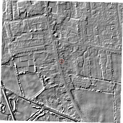 Shaded relief map of the ground around HU164PN, computed from Environment Agency LiDAR. The ground here sits at about 3 m above sea level and falls 5 m across the surrounding 800 m. Surface water reaching this point runs off ground lying to the north-west, 2.7 m higher.