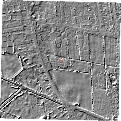 Shaded relief map of the ground around HU164PP, computed from Environment Agency LiDAR. The ground here sits at about 3 m above sea level and falls 5 m across the surrounding 800 m. Surface water reaching this point runs off ground lying to the north-west, 3.6 m higher.