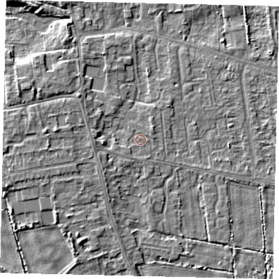 Shaded relief map of the ground around HU164QF, computed from Environment Agency LiDAR. The ground here sits at about 3 m above sea level and falls 5 m across the surrounding 800 m. Surface water reaching this point runs off ground lying to the south-west, 0.8 m higher.