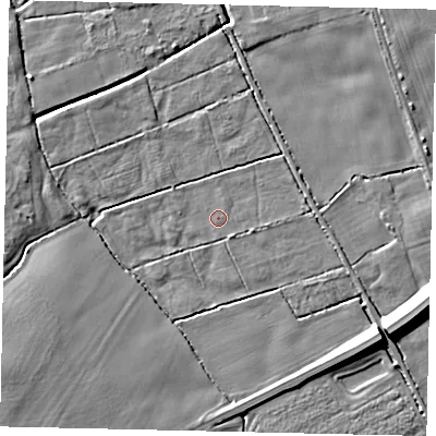 Shaded relief map of the ground around HU170DL, computed from Environment Agency LiDAR. The ground here sits at about 7 m above sea level and falls 11 m across the surrounding 800 m. Surface water reaching this point runs off ground lying to the south-west, 8.7 m higher.