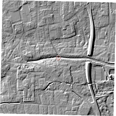 Shaded relief map of the ground around HU170GG, computed from Environment Agency LiDAR. The ground here sits at about 3 m above sea level and falls 9 m across the surrounding 800 m. Surface water reaching this point runs off ground lying to the west-south-west, 5.2 m higher.