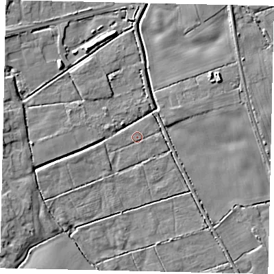 Shaded relief map of the ground around HU170LB, computed from Environment Agency LiDAR. The ground here sits at about 7 m above sea level and falls 9 m across the surrounding 800 m. Surface water reaching this point runs off ground lying to the south-east, 0.9 m higher.