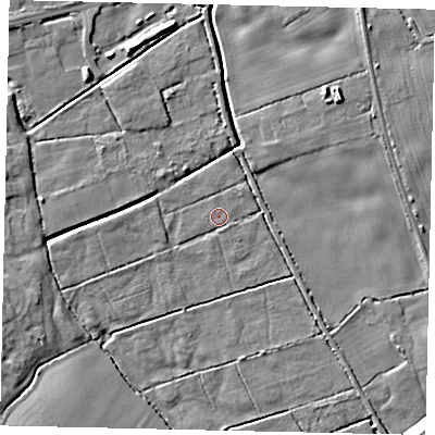 Shaded relief map of the ground around HU170LU, computed from Environment Agency LiDAR. The ground here sits at about 7 m above sea level and falls 11 m across the surrounding 800 m. Surface water reaching this point runs off ground lying to the south, 1.3 m higher.