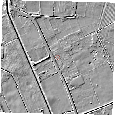 Shaded relief map of the ground around HU170RU, computed from Environment Agency LiDAR. The ground here sits at about 2 m above sea level and falls 5 m across the surrounding 800 m. Surface water reaching this point runs off ground lying to the south, 1.3 m higher.
