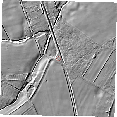 Shaded relief map of the ground around HU170RW, computed from Environment Agency LiDAR. The ground here sits at about 8 m above sea level and falls 7 m across the surrounding 800 m. Surface water reaching this point runs off ground lying to the south-east, 2.2 m higher.