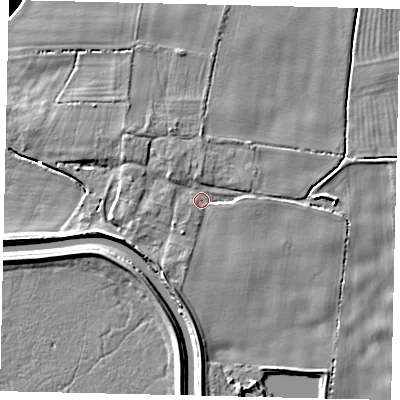 Shaded relief map of the ground around HU170SH, computed from Environment Agency LiDAR. The ground here sits at about 3 m above sea level and falls 7 m across the surrounding 800 m. Surface water reaching this point runs off ground lying to the south-south-west, 2.2 m higher.