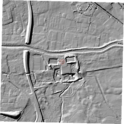 Shaded relief map of the ground around HU170SX, computed from Environment Agency LiDAR. The ground here sits at about 4 m above sea level and falls 14 m across the surrounding 800 m. Surface water reaching this point runs off ground lying to the east, 4.9 m higher.