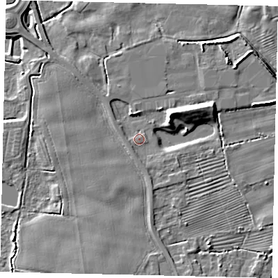 Shaded relief map of the ground around HU170TB, computed from Environment Agency LiDAR. The ground here sits at about 4 m above sea level and falls 7 m across the surrounding 800 m. Surface water reaching this point runs off ground lying to the south-south-west, 1.3 m higher.