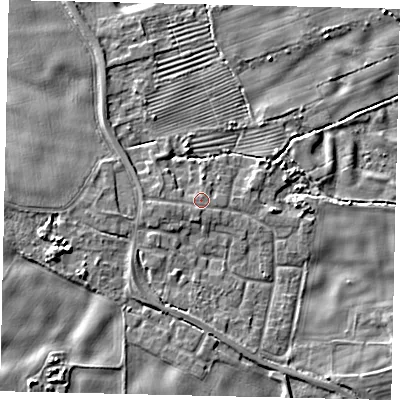 Shaded relief map of the ground around HU170TE, computed from Environment Agency LiDAR. The ground here sits at about 4 m above sea level and falls 6 m across the surrounding 800 m. Surface water reaching this point runs off ground lying to the west, 1.2 m higher.