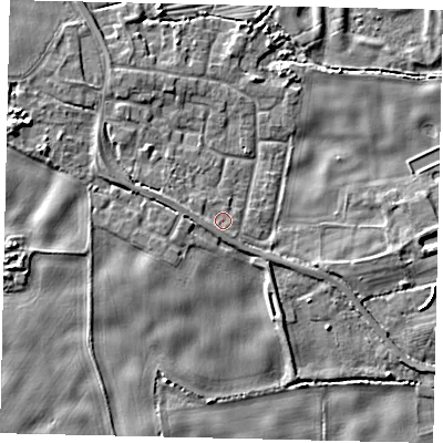Shaded relief map of the ground around HU170TH, computed from Environment Agency LiDAR. The ground here sits at about 4 m above sea level and falls 5 m across the surrounding 800 m. Surface water reaching this point runs off ground lying to the west-north-west, 1.1 m higher.
