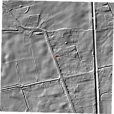 Shaded relief map of the ground around HU170TR, computed from Environment Agency LiDAR. The ground here sits at about 2 m above sea level and falls 6 m across the surrounding 800 m. Surface water reaching this point runs off ground lying to the west, 1.2 m higher.